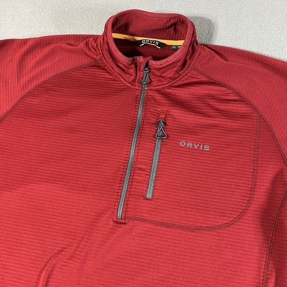 Orvis Horseshoe Hills Fleece Red Quarter Zip Performance Pullover XL - Picture 2 of 10